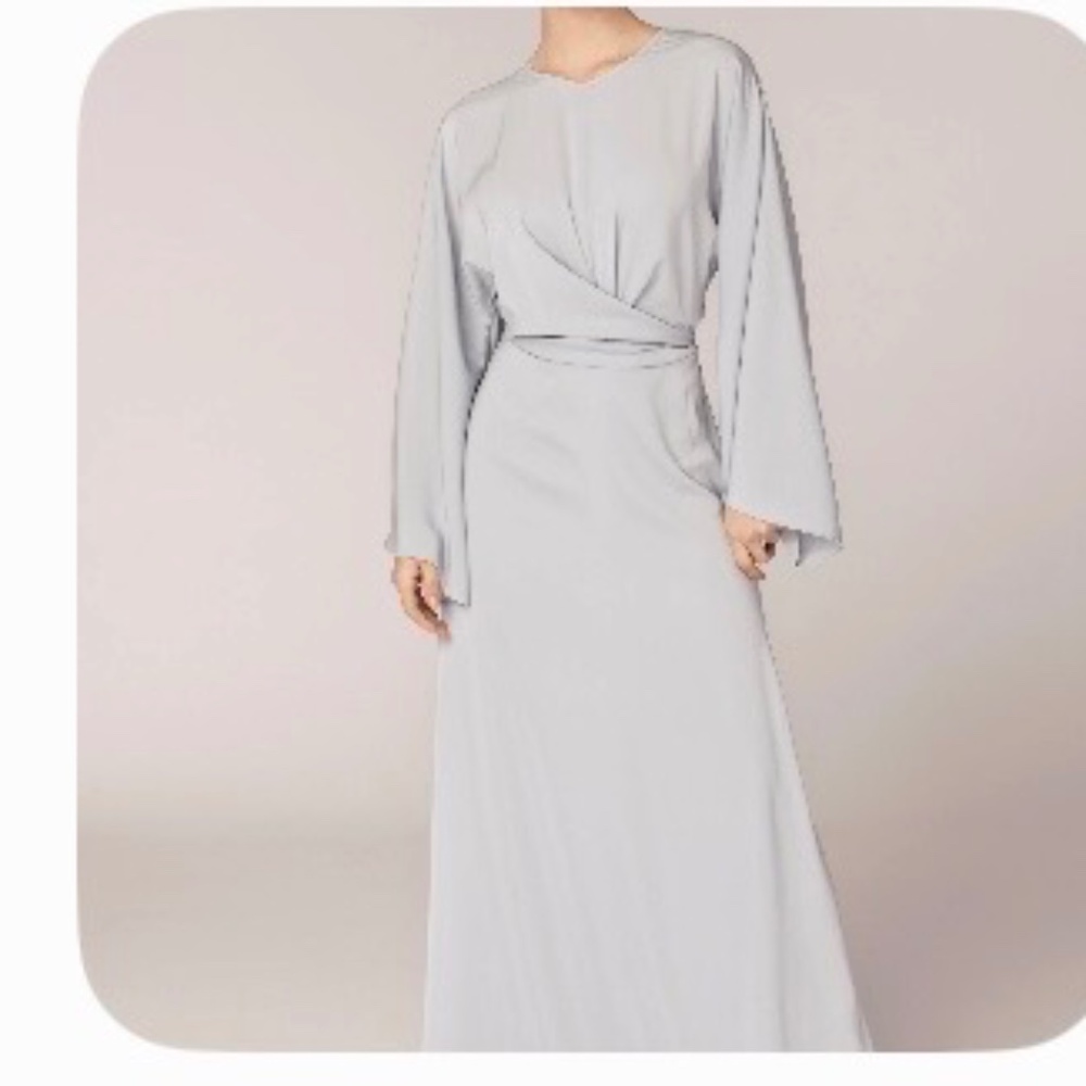 Veiled Collection light blue wrap dress.